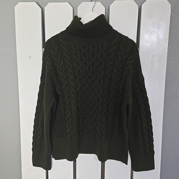 Banana Republic Merino Wool Fisherman Turtleneck Sweater S Fairy Grunge Academia - Picture 2 of 5